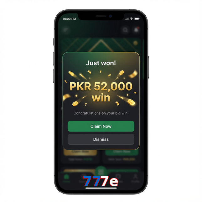 Main screen of 777E win page for PK players